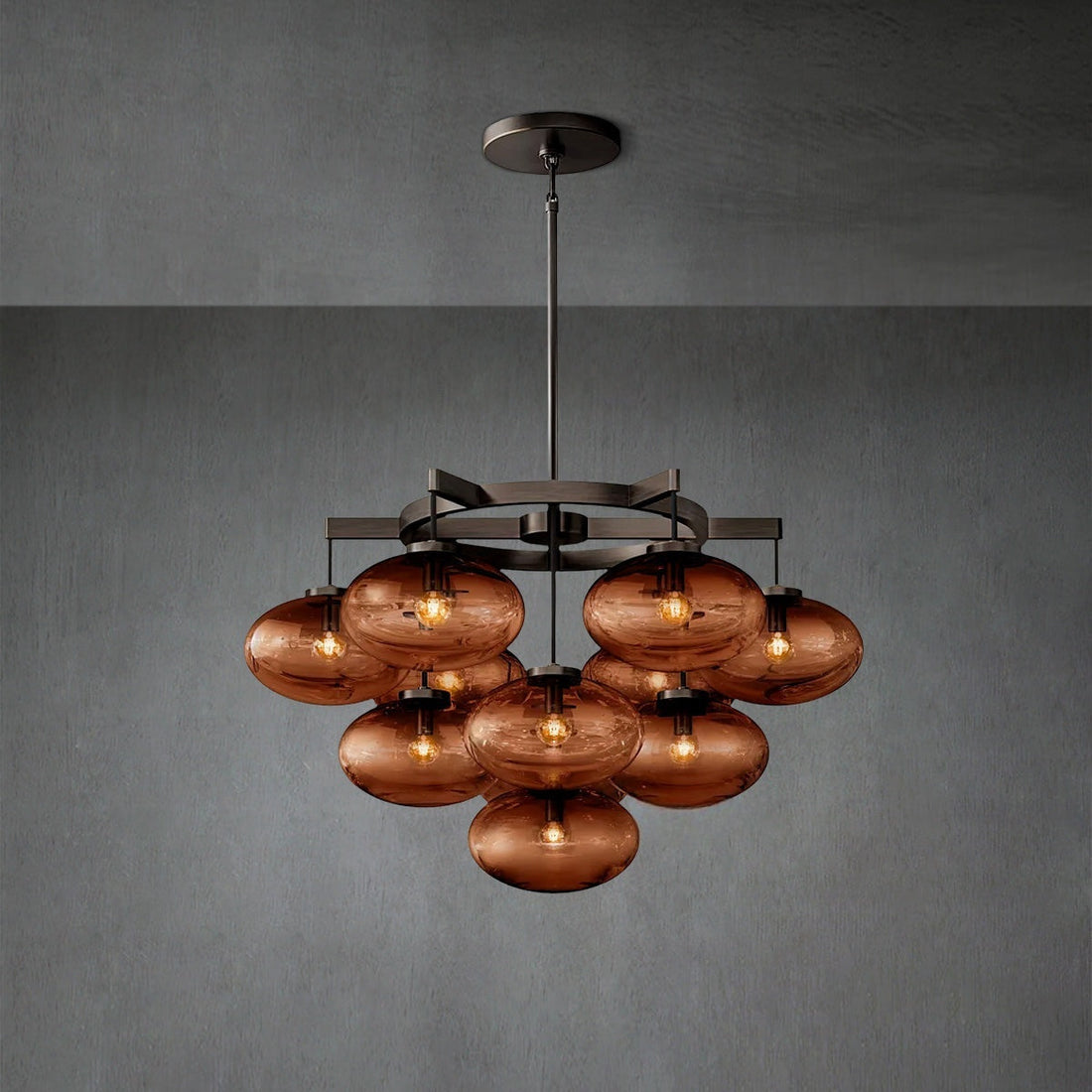 Cabfz Smoke Glass Round Chandelier 36"