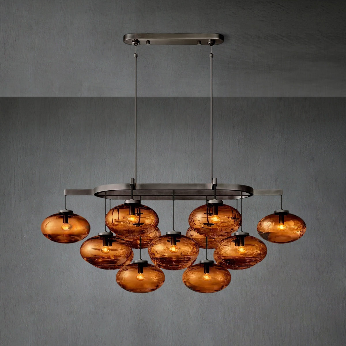 Cabfz Smoke Glass Linear Chandelier 54"