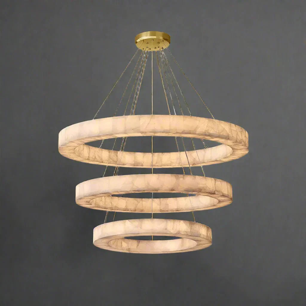 3 - Tier Round Marble Chandelier - Joyfuzzy