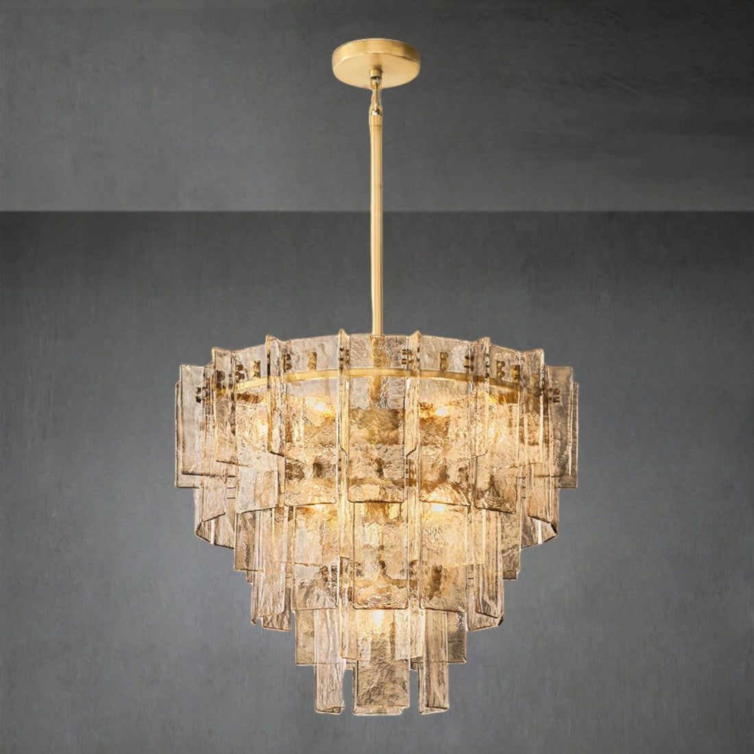 Lattace Smoke Glass Tiered Round Chandelier 36"47"