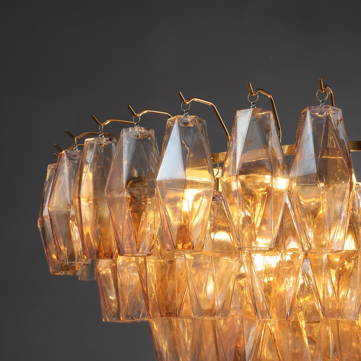 CHRAFZ Glass Tiered Round Chandelier 37"D 47"D 62"D