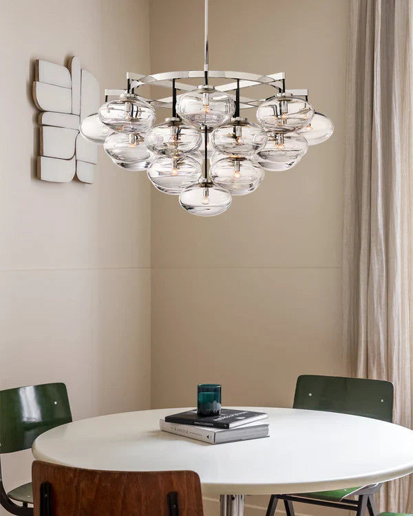 Cabfz Clear Glass Round Chandelier 36"