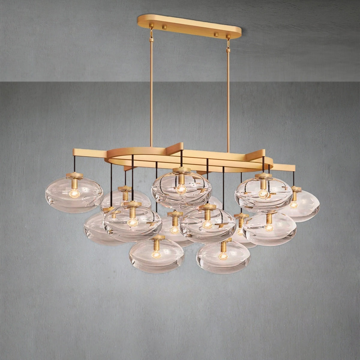 Cabfz Clear Glass Linear Chandelier 54"