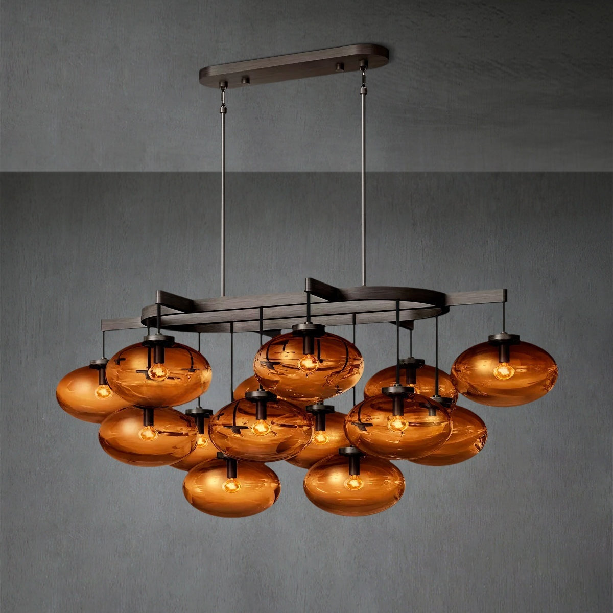 Cabfz Smoke Glass Linear Chandelier 54"