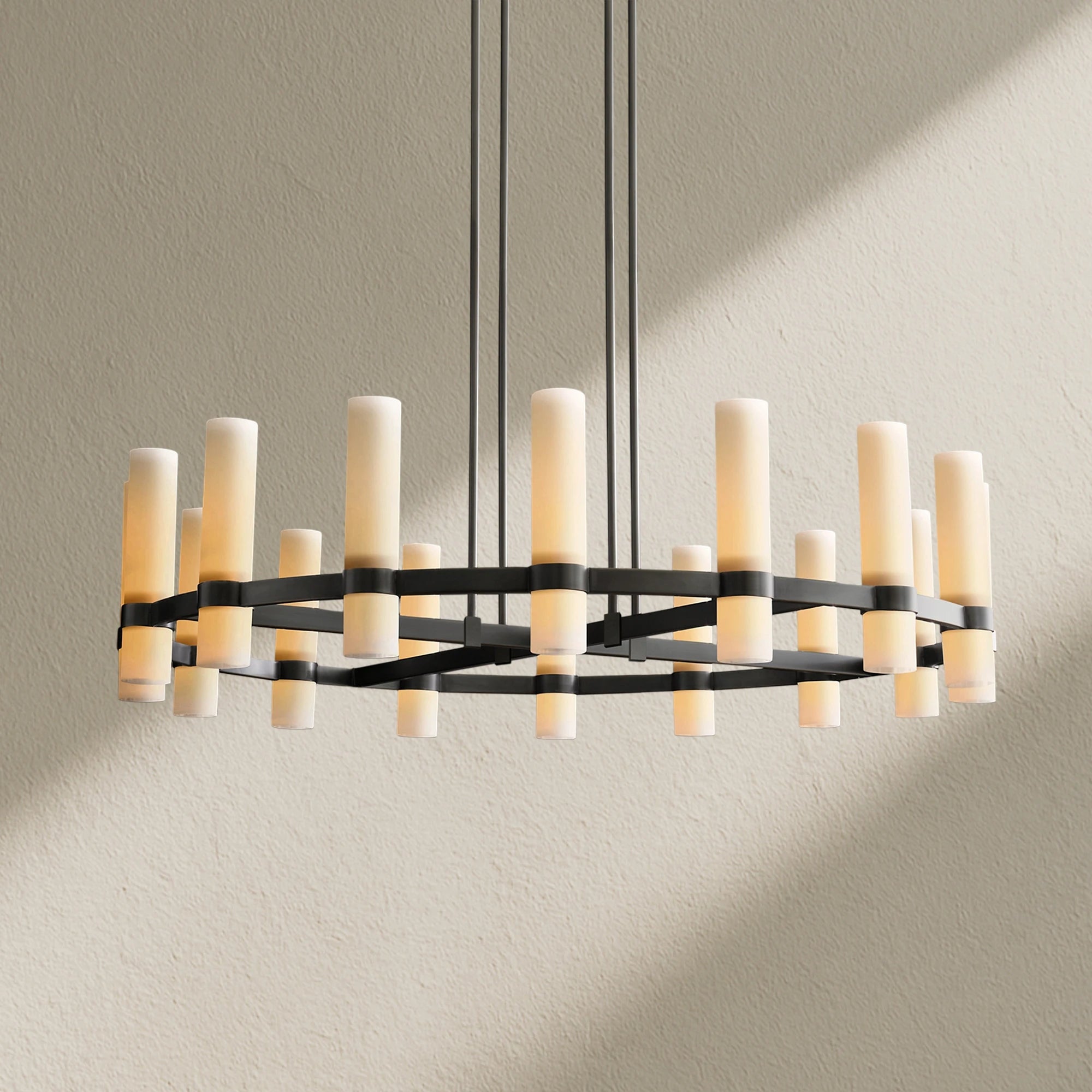 Ravfz Round Milk Glass Chandelier