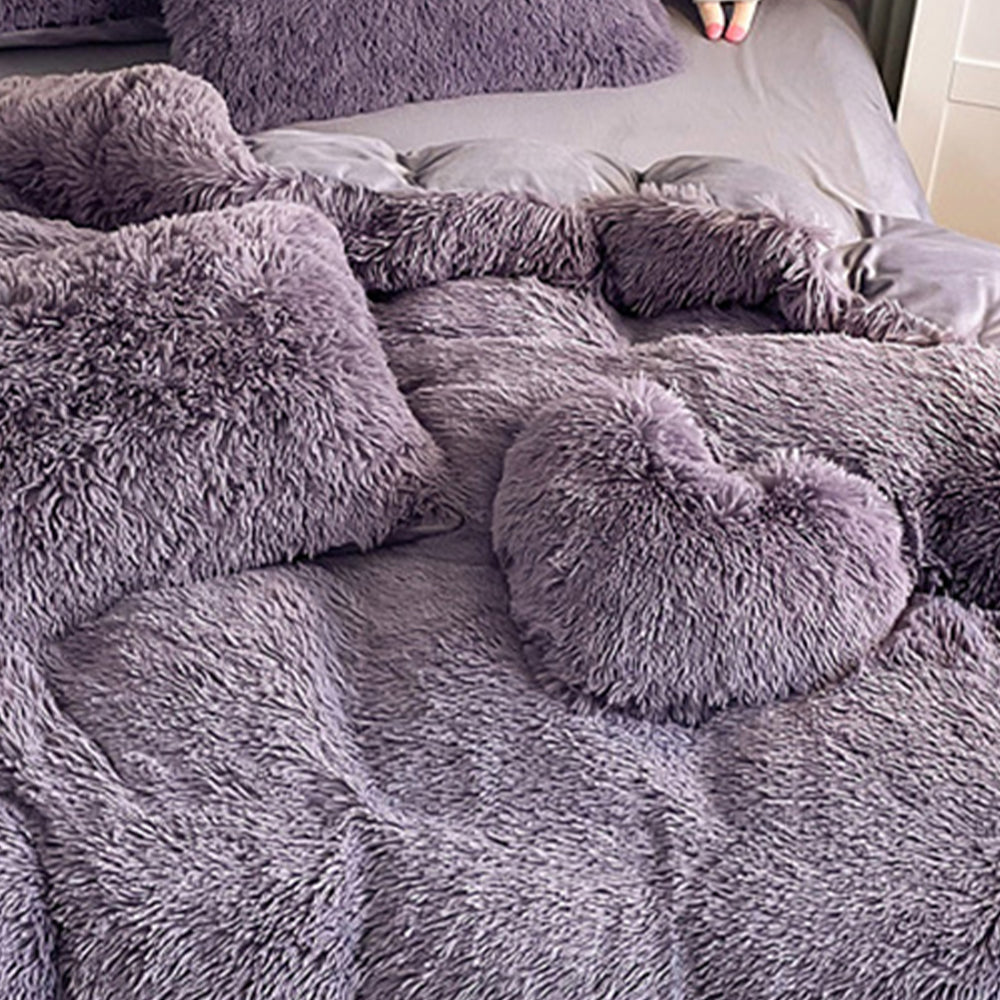 Romantic Luxury Thickened Warm Long Plush Bed Sheet Set - Pillow