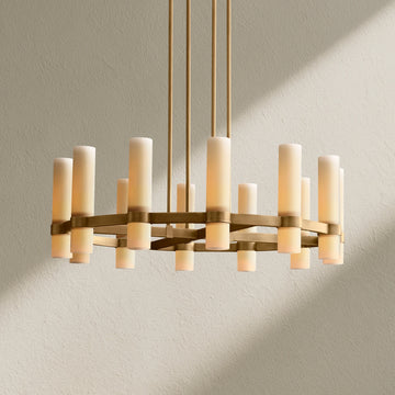 Ravfz Round Milk Glass Chandelier