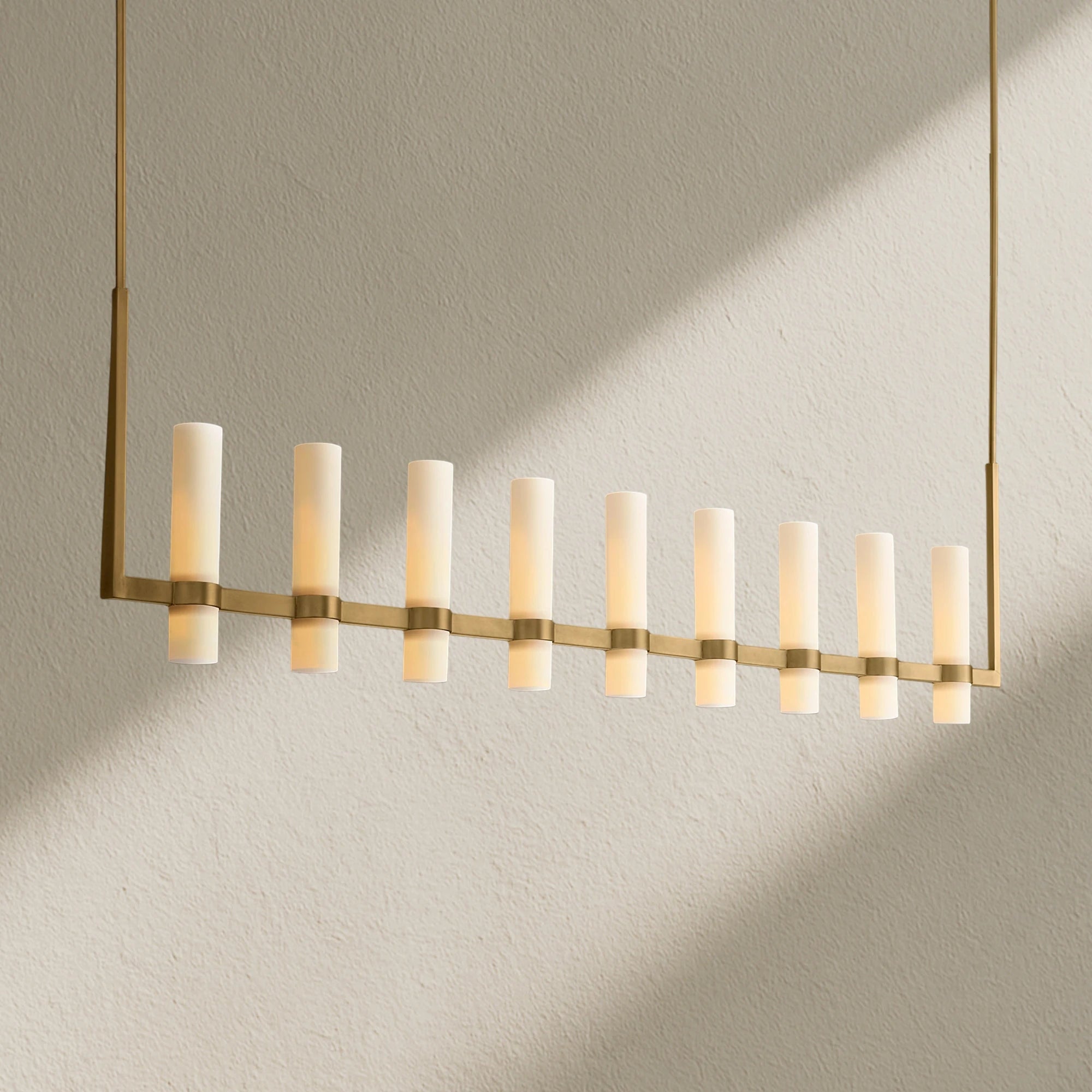Ravfz Linear Milk Glass Chandelier