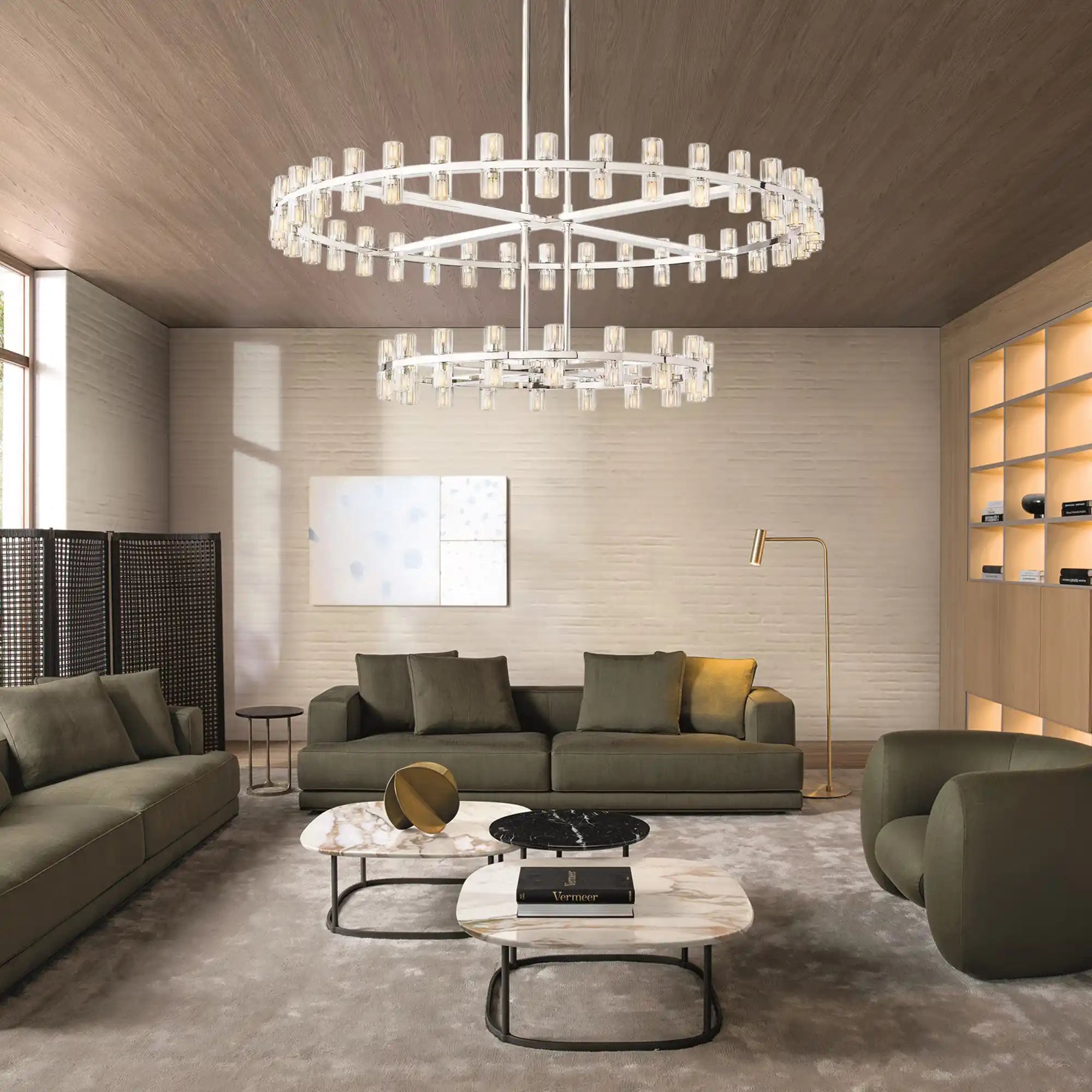 Reger Crystal 2-Tier Round Chandelier 60" for Living Room
