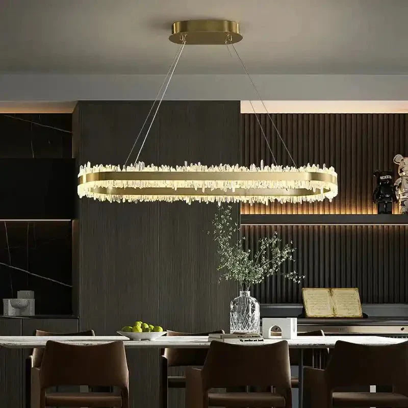 47 Inch Linear Chandelier Modern Quartz Crystal Chandelier for Dining Room - Joyfuzzy