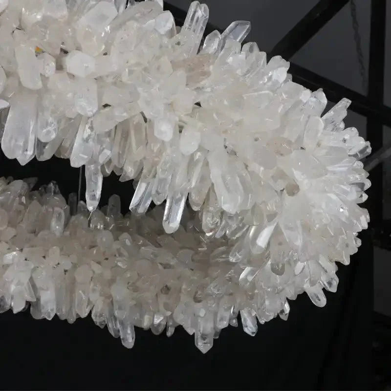 47'' Oval Modern Clear Geode Quartz Crystal Chandelier for Dining Room - Joyfuzzy