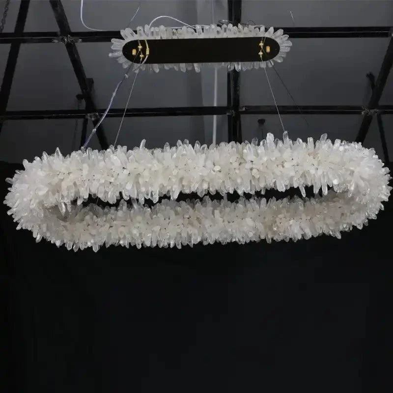 47'' Oval Modern Clear Geode Quartz Crystal Chandelier for Dining Room - Joyfuzzy