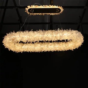 47'' Oval Modern Clear Geode Quartz Crystal Chandelier for Dining Room - Joyfuzzy
