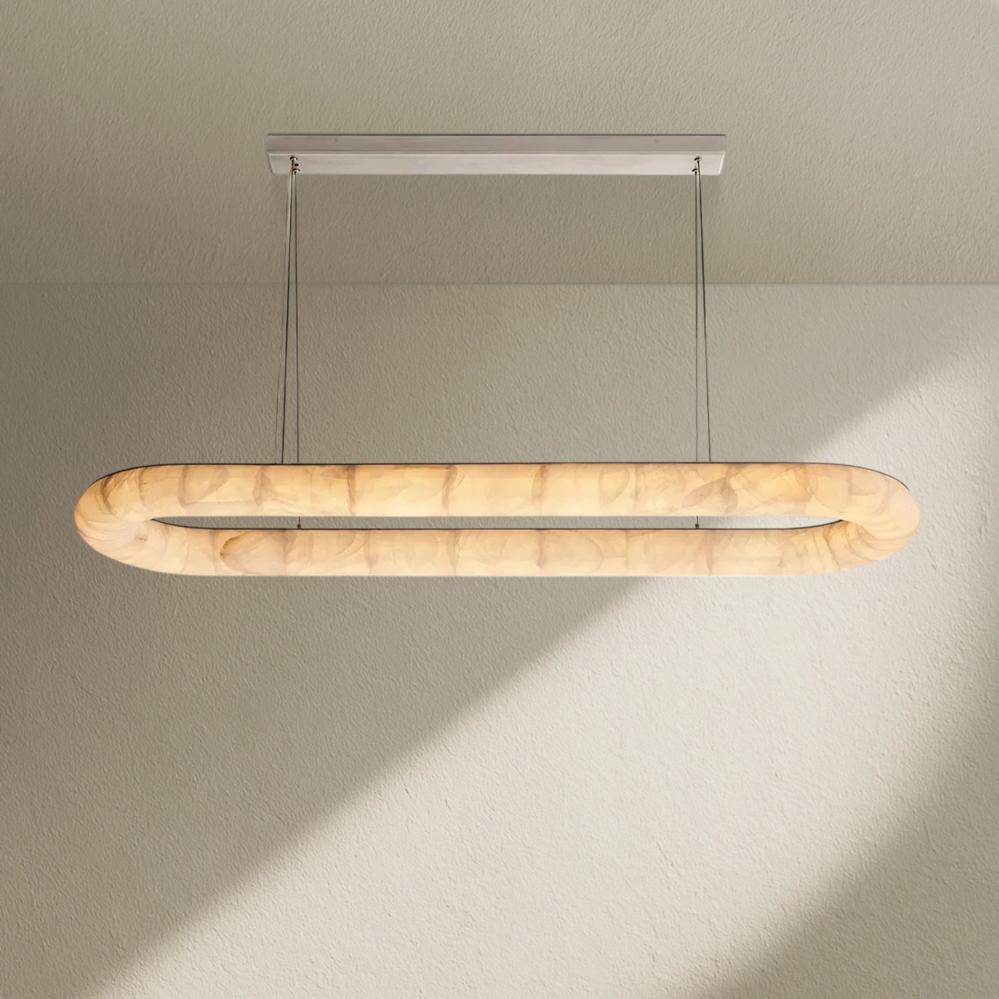 Rivfz Lisse Alabaster Oval Chandelier 57" 74"