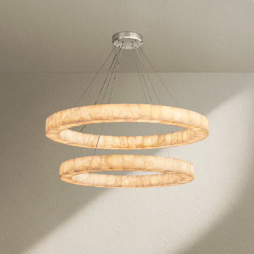 Rivfz 2-Tier Round Calcite Chandelier 60"