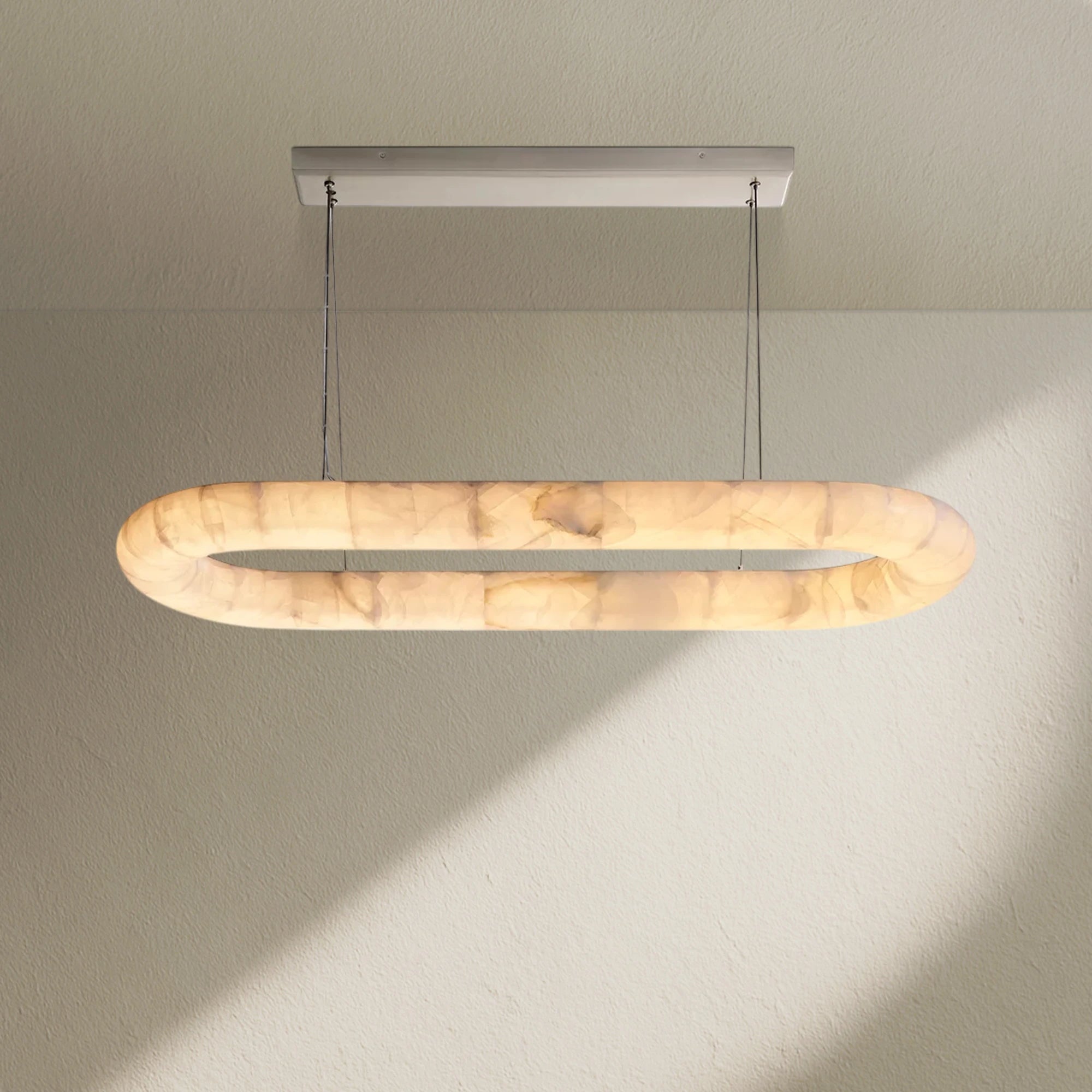 Rivfz Lisse Alabaster Oval Chandelier 57" 74"