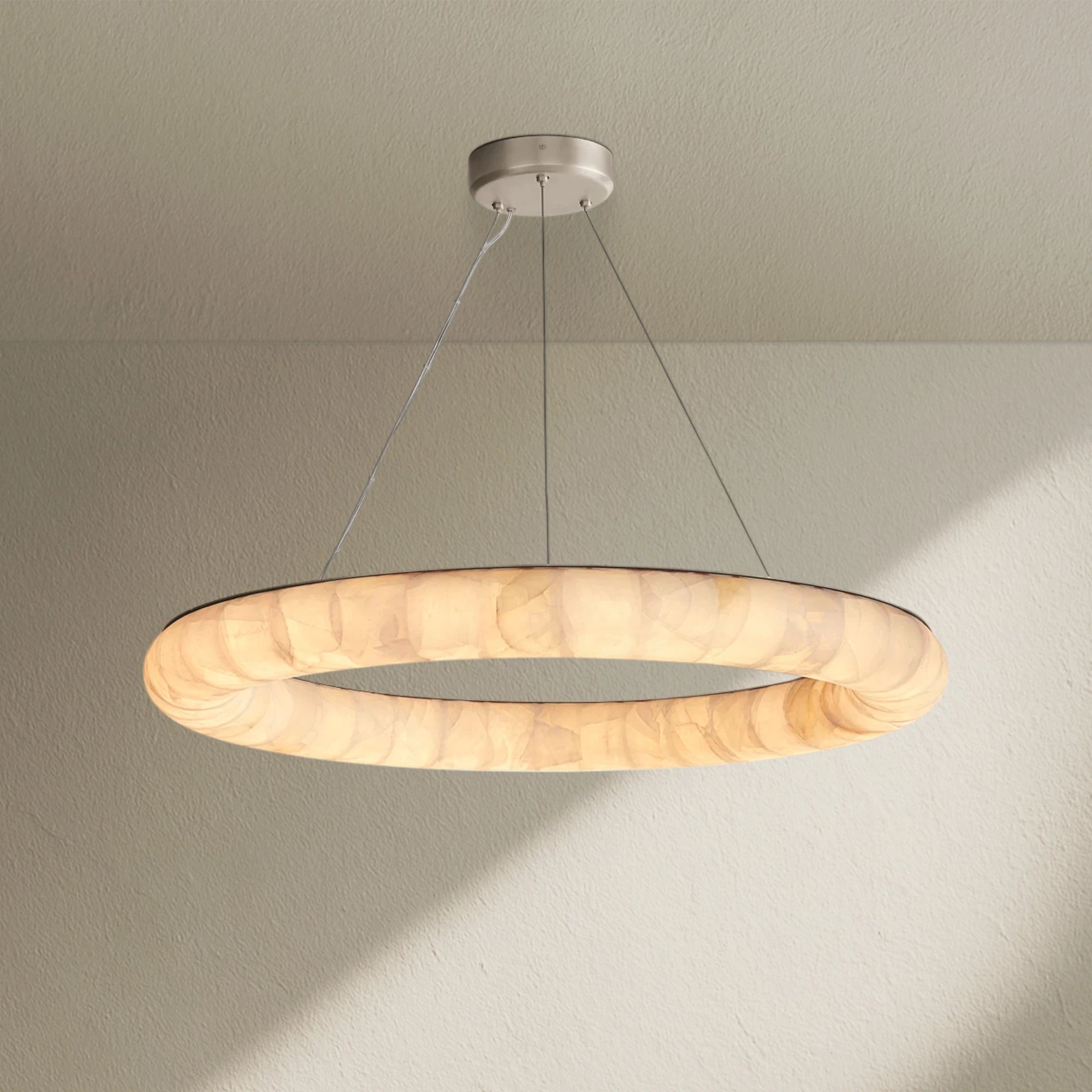 Rivfz Lisse Alabaster Round Chandelier 31" 41" 61"D