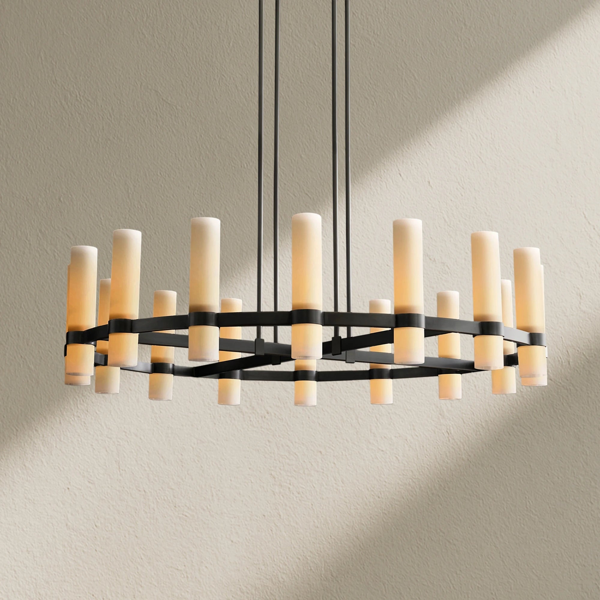 Lavefz Round Milk Glass Chandelier