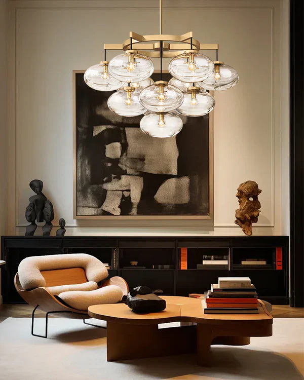 Cabfz Clear Glass Round Chandelier 48"