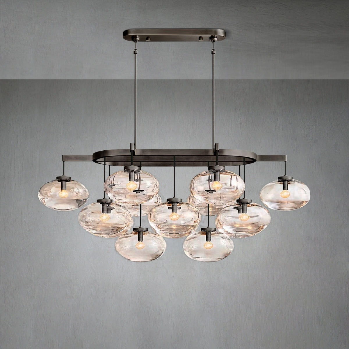 Cabfz Clear Glass Linear Chandelier 54"