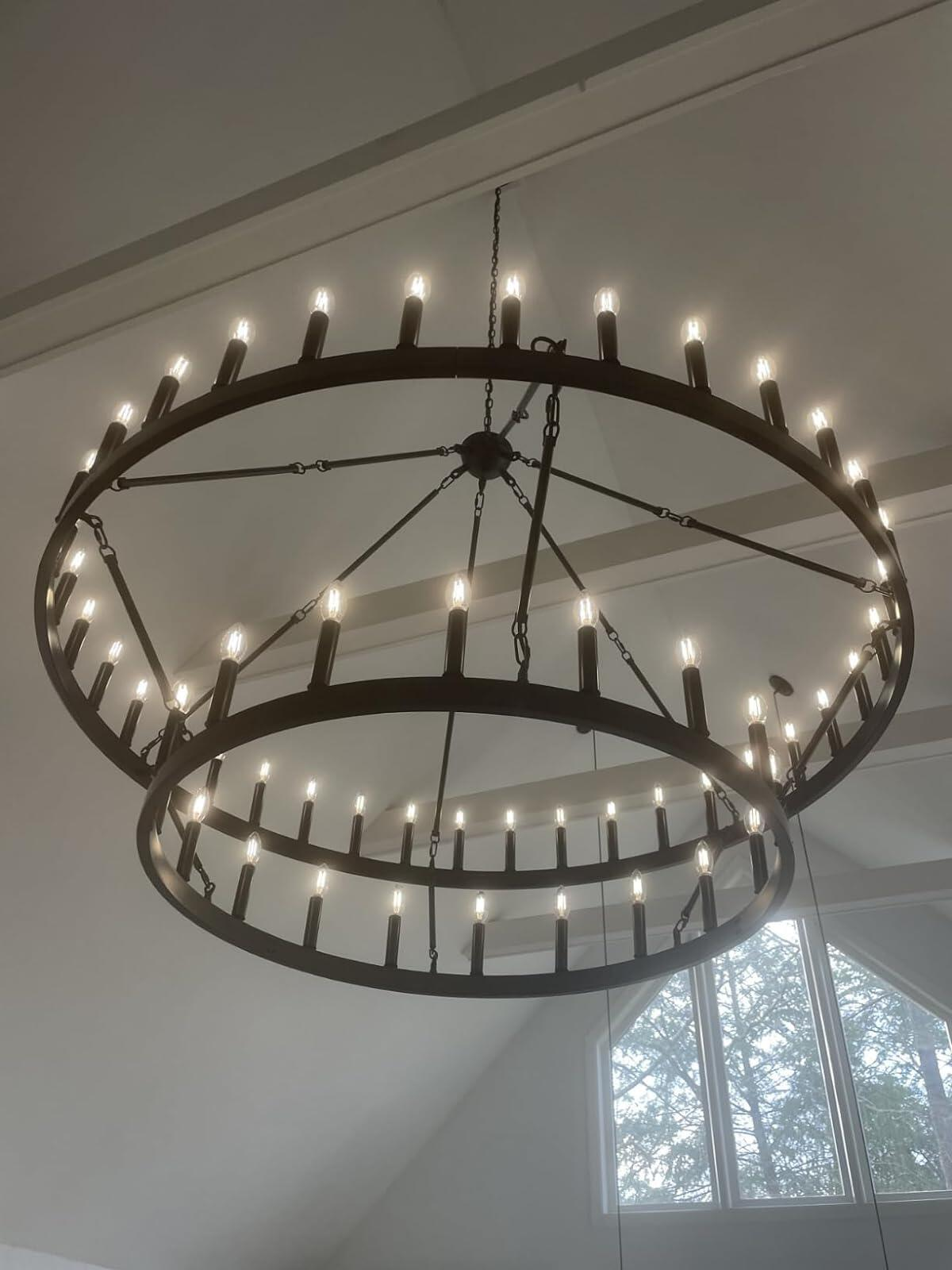 camafz Vintage Filament Two-Tier Round Chandelier 71"