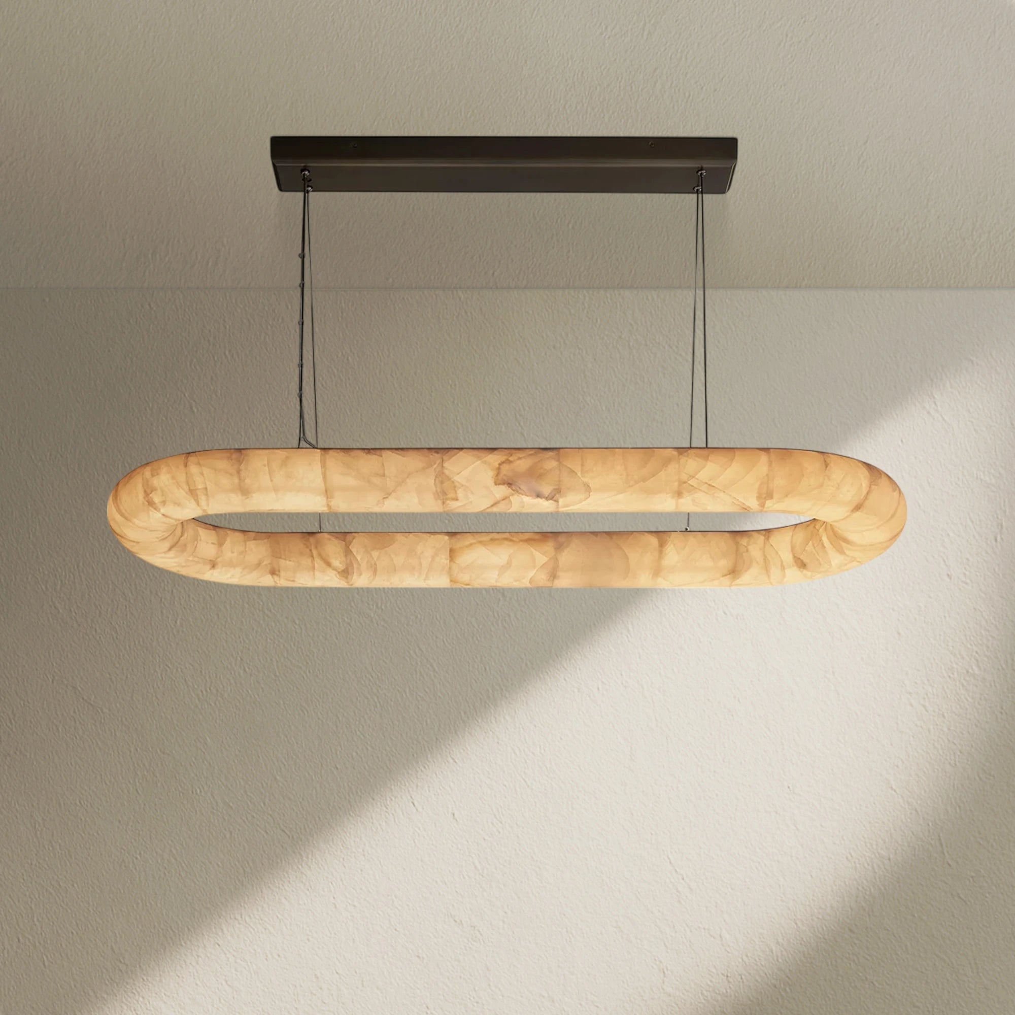 Rivfz Lisse Alabaster Oval Chandelier 57" 74"