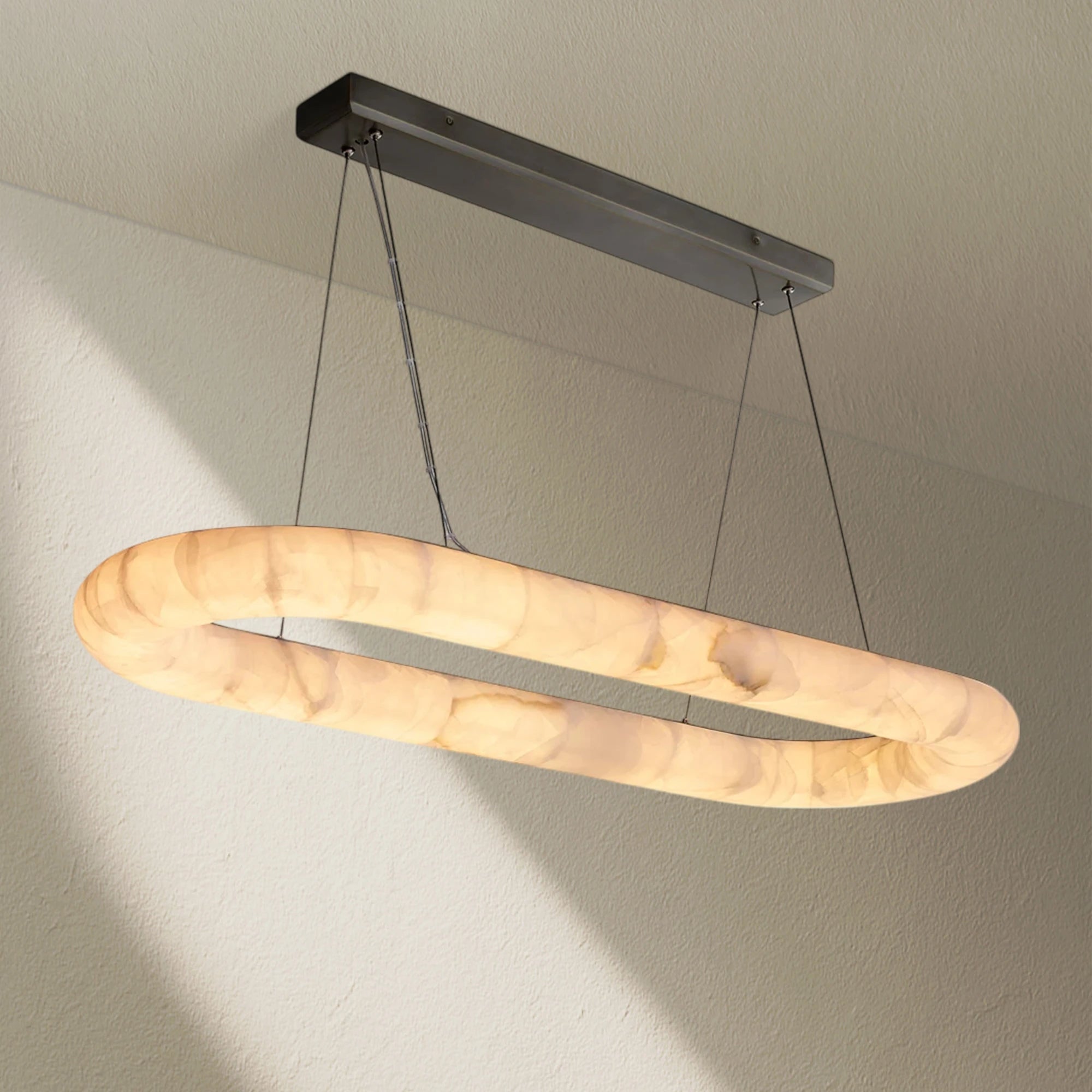 Rivfz Lisse Alabaster Oval Chandelier 57" 74"