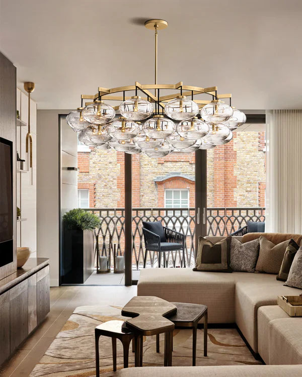 Cabfz Clear Glass Round Chandelier 48"