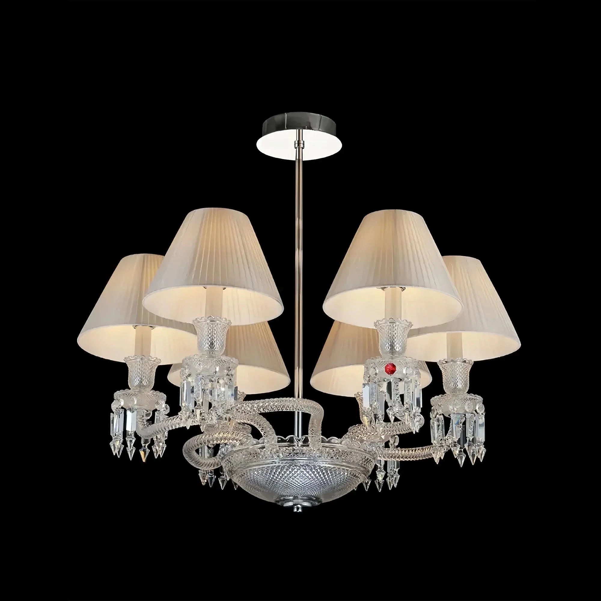 6 Lights Crystal Lighting with Lampshades - Joyfuzzy
