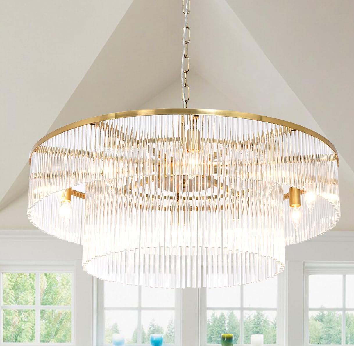 Extra Large Long Brass Chandelier