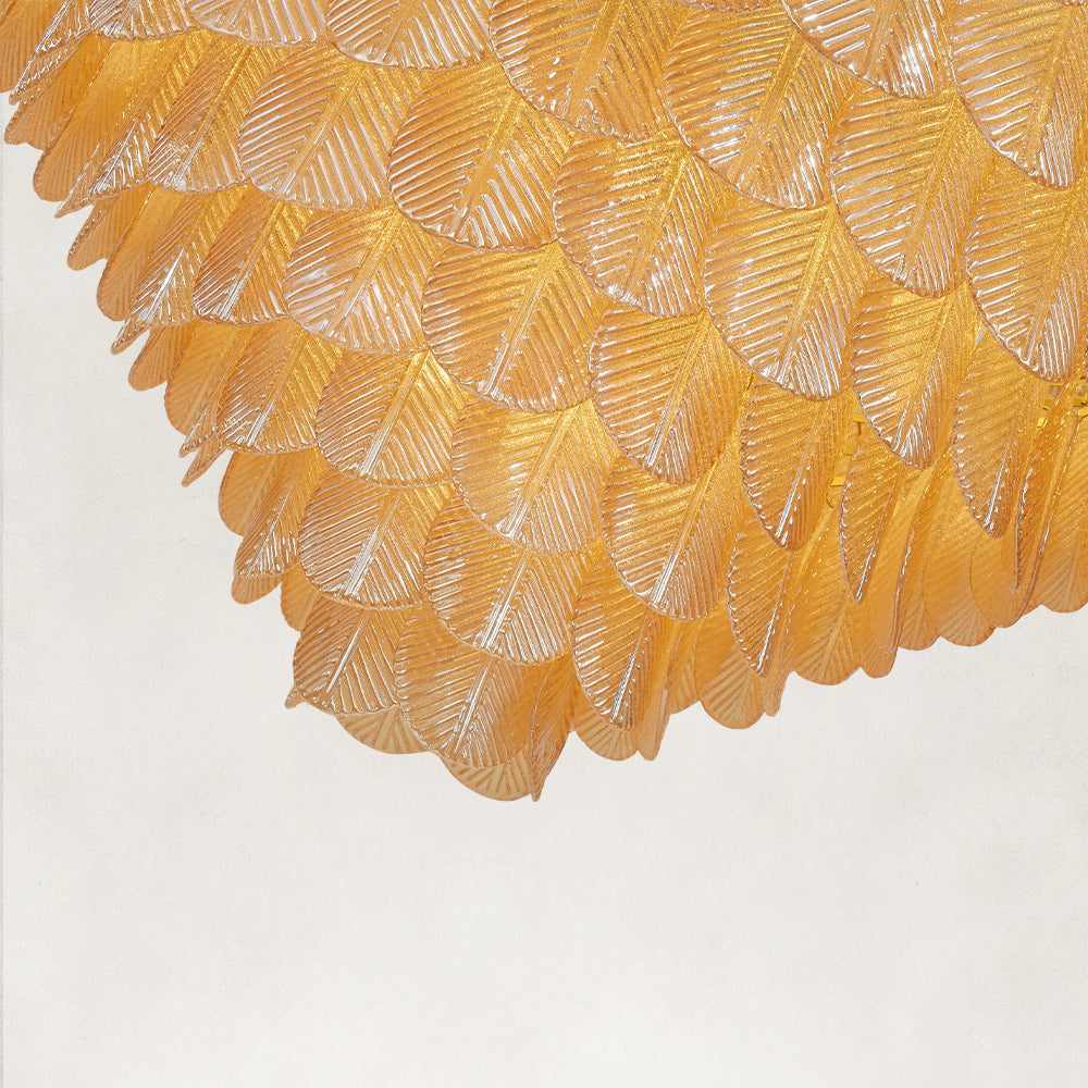 Echo Large Amber Leaves Glass Chandelier