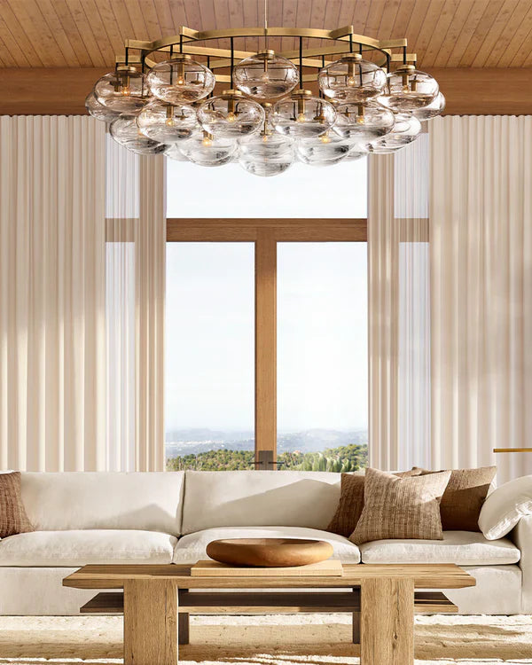 Cabfz Clear Glass Round Chandelier 48"