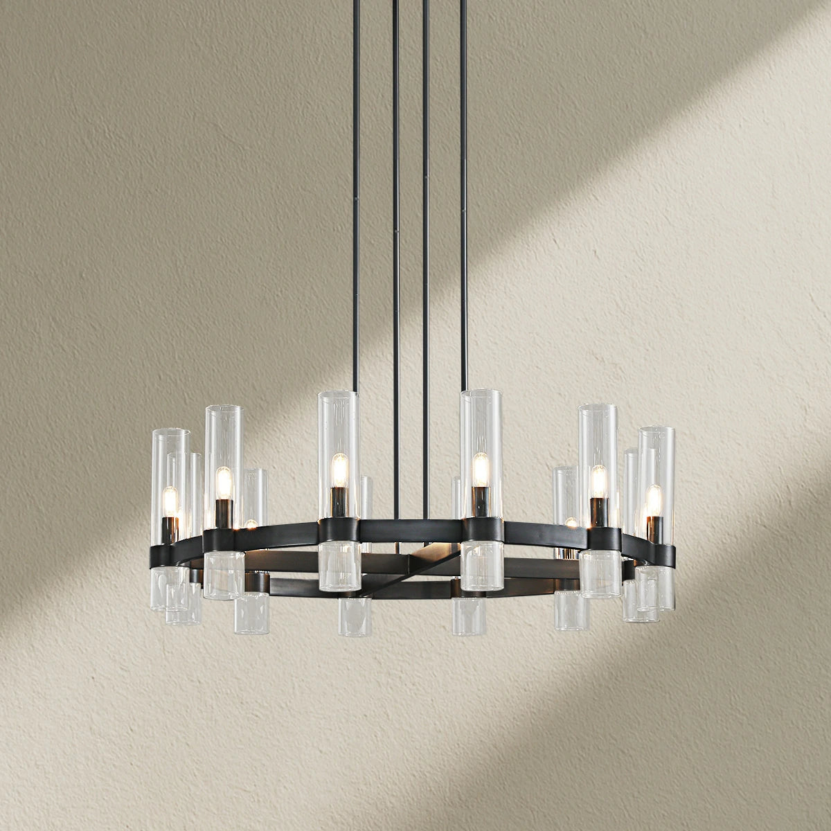Lavefz Round Blown Glass Chandelier 36"