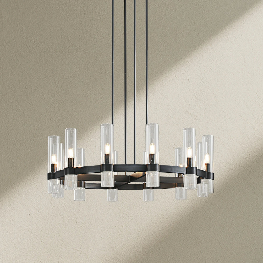 Lavefz Round Blown Glass Chandelier 36"