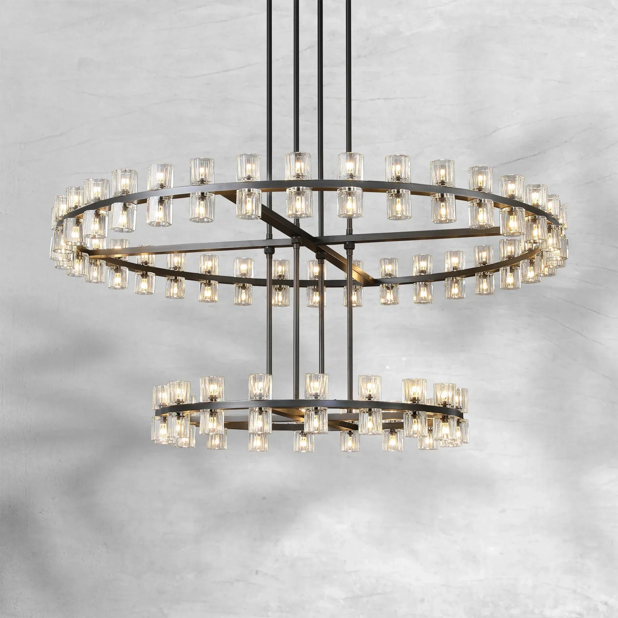 Arcfz Crystal Round 2-Tier Chandelier 60"