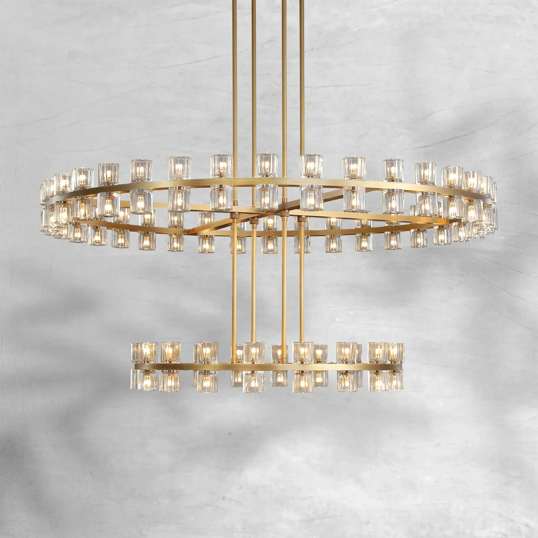Arcfz Crystal Round 2-Tier Chandelier 60"