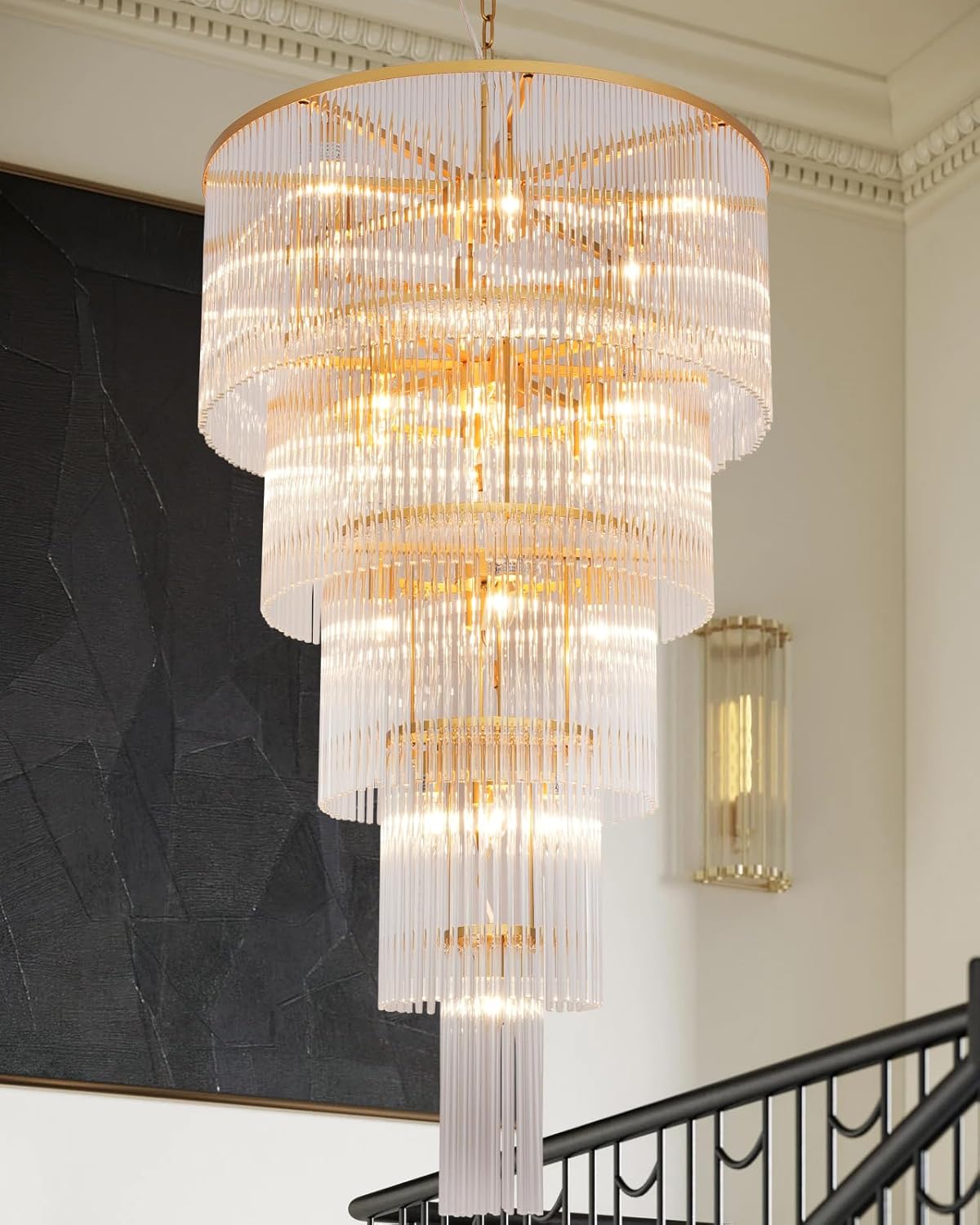 Extra Large Long Brass Chandelier