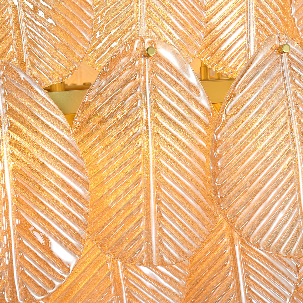 Echo Large Amber Leaves Glass Chandelier