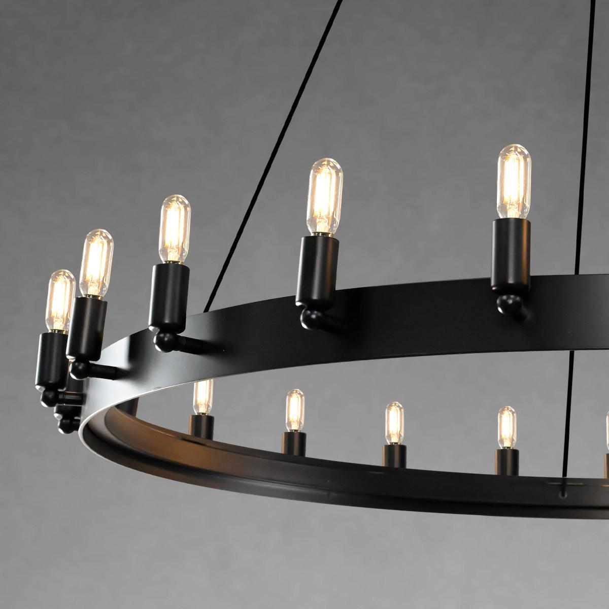 camafz Vintage Filament Two-Tier Round Chandelier 38"