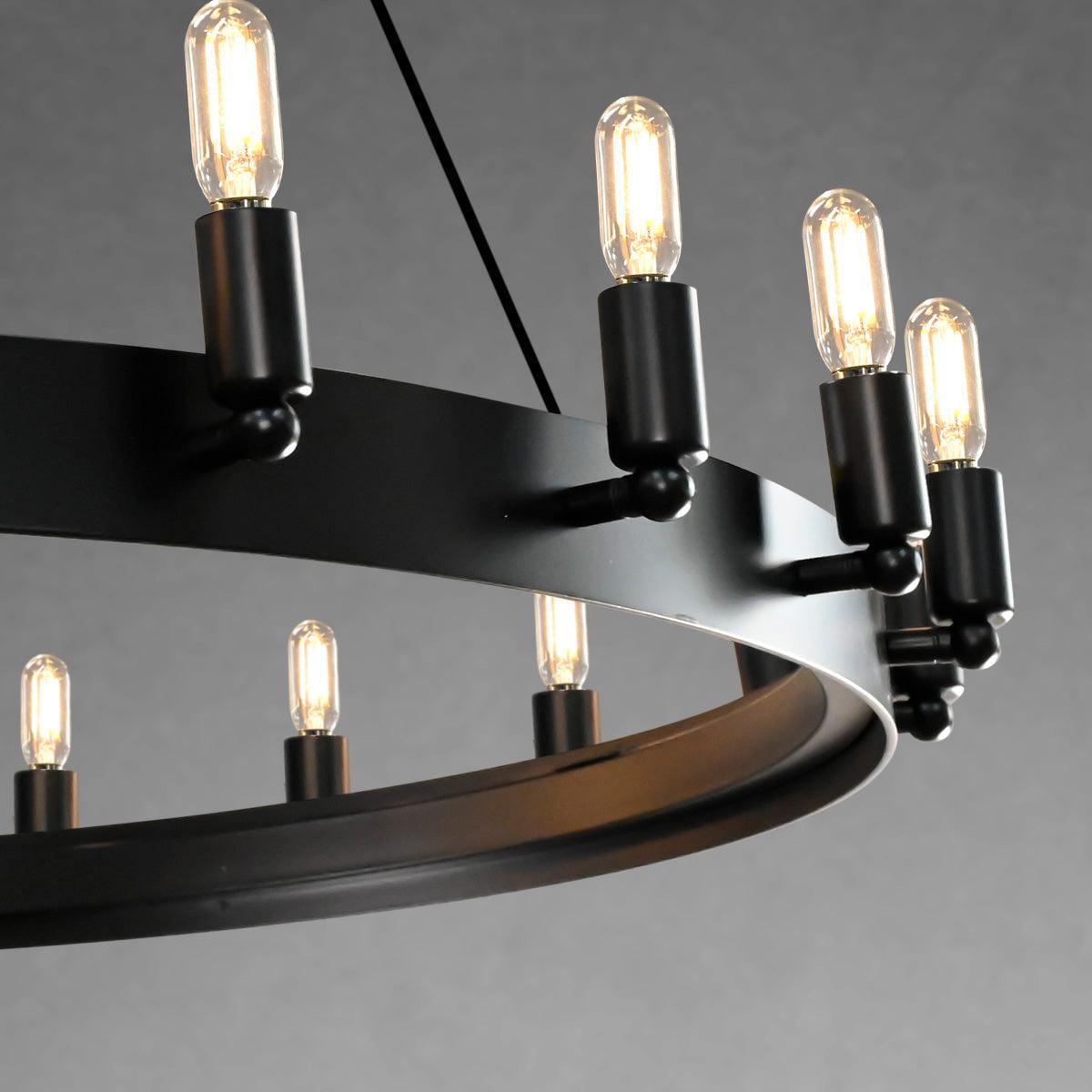 camafz Vintage Filament 2-Tier Round Chandelier 63''