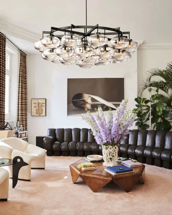 Cabfz Clear Glass Round Chandelier 48"