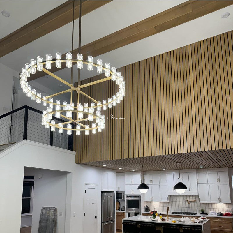 Arcfz Crystal Round 2-Tier Chandelier 60"