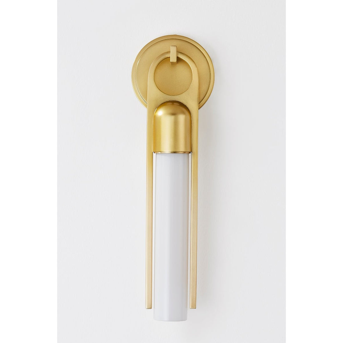 ellis opal glass wall sconce aged brass