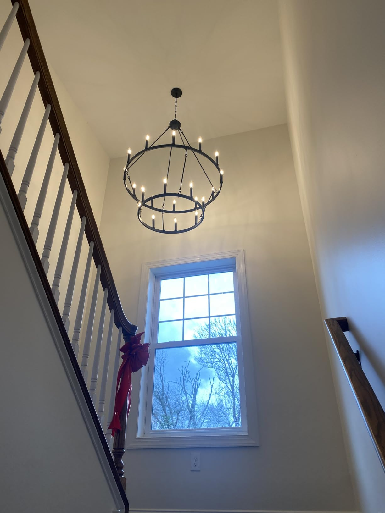 camafz Vintage Filament Two-Tier Round Chandelier 71"