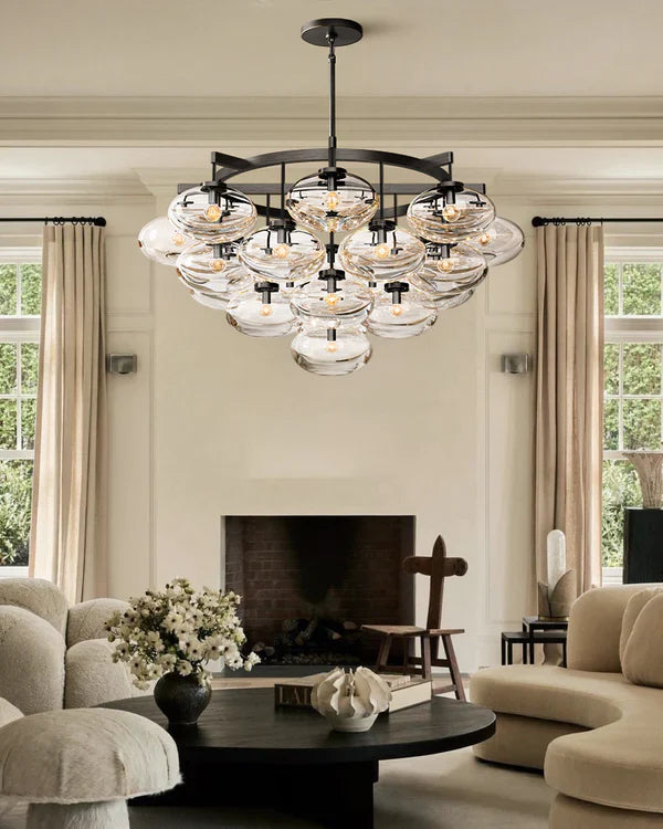 Cabfz Clear Glass Round Chandelier 36"