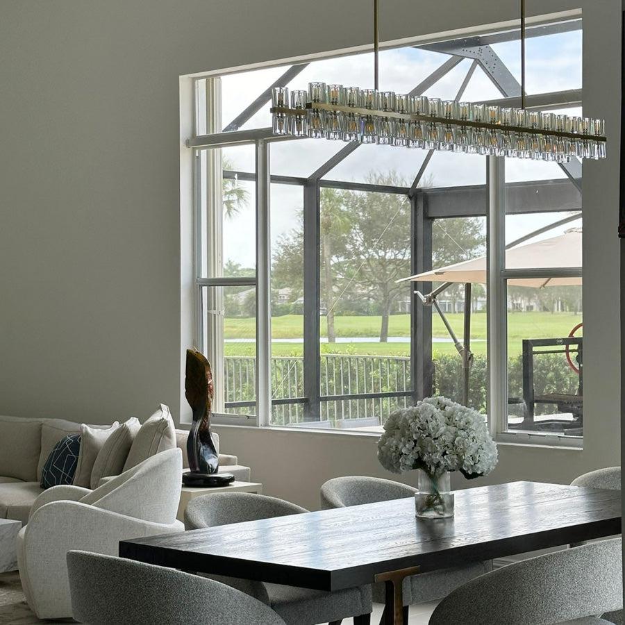 Arcachen Crystal Rectangular Chandelier 72"