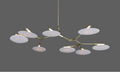 9 - light Branching Disc Flush mount - Brushed Brass / Porcelain - Joyfuzzy