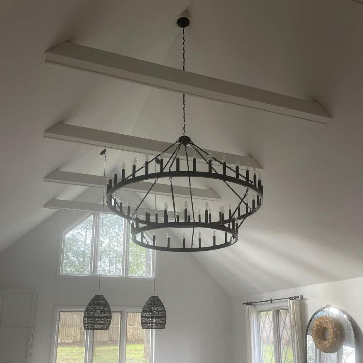 camafz Vintage Filament Two-Tier Round Chandelier 71"