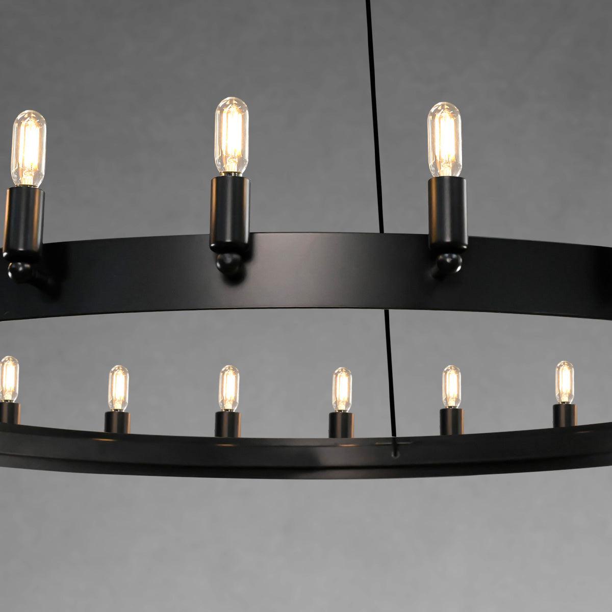 camafz Vintage Filament 2-Tier Round Chandelier 63''