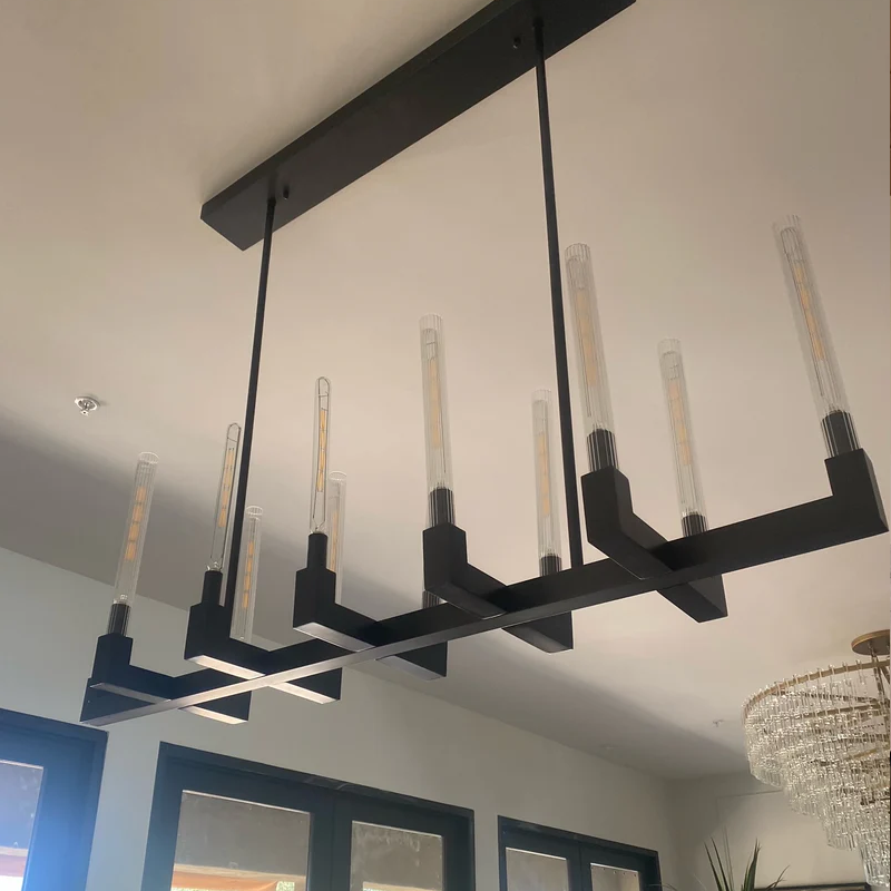 Cannfz Glass Linear Chandelier 67"